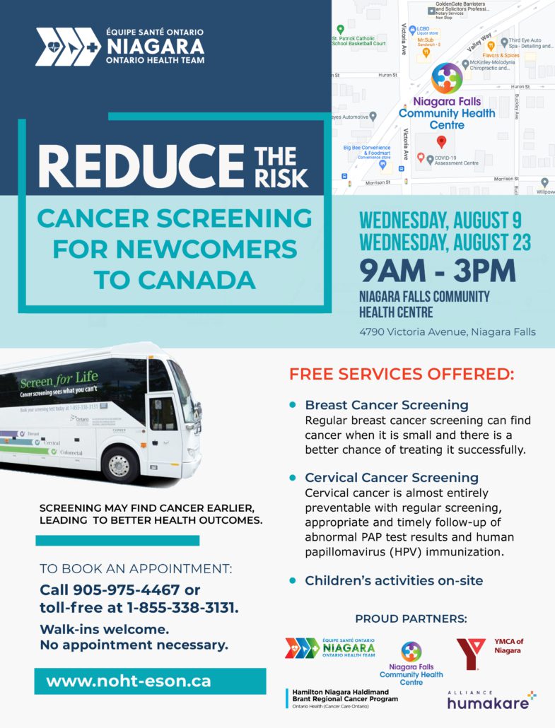 Cancer screening flyer for newcomers to Canada